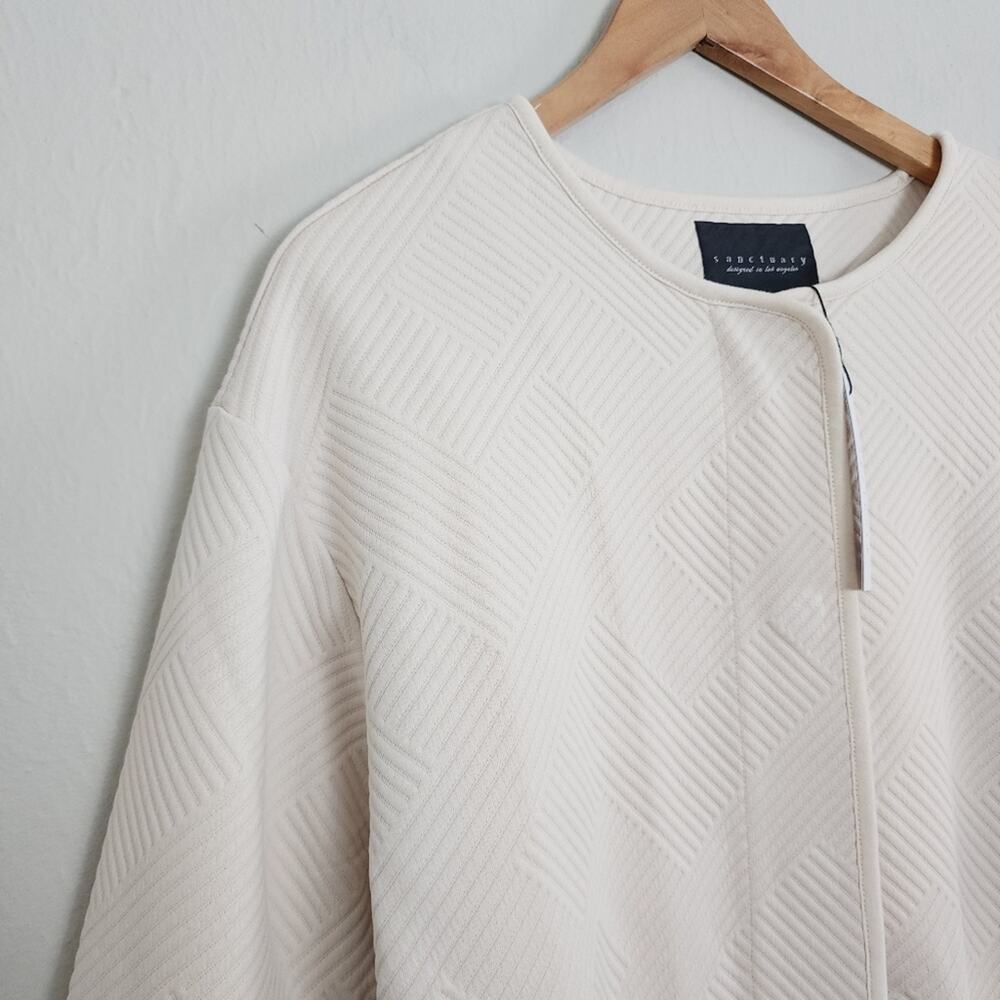 Sanctuary Paris Quilted Textured Knit Jacket Eco Natural Collarless NWT Small - Picture 5 of 14